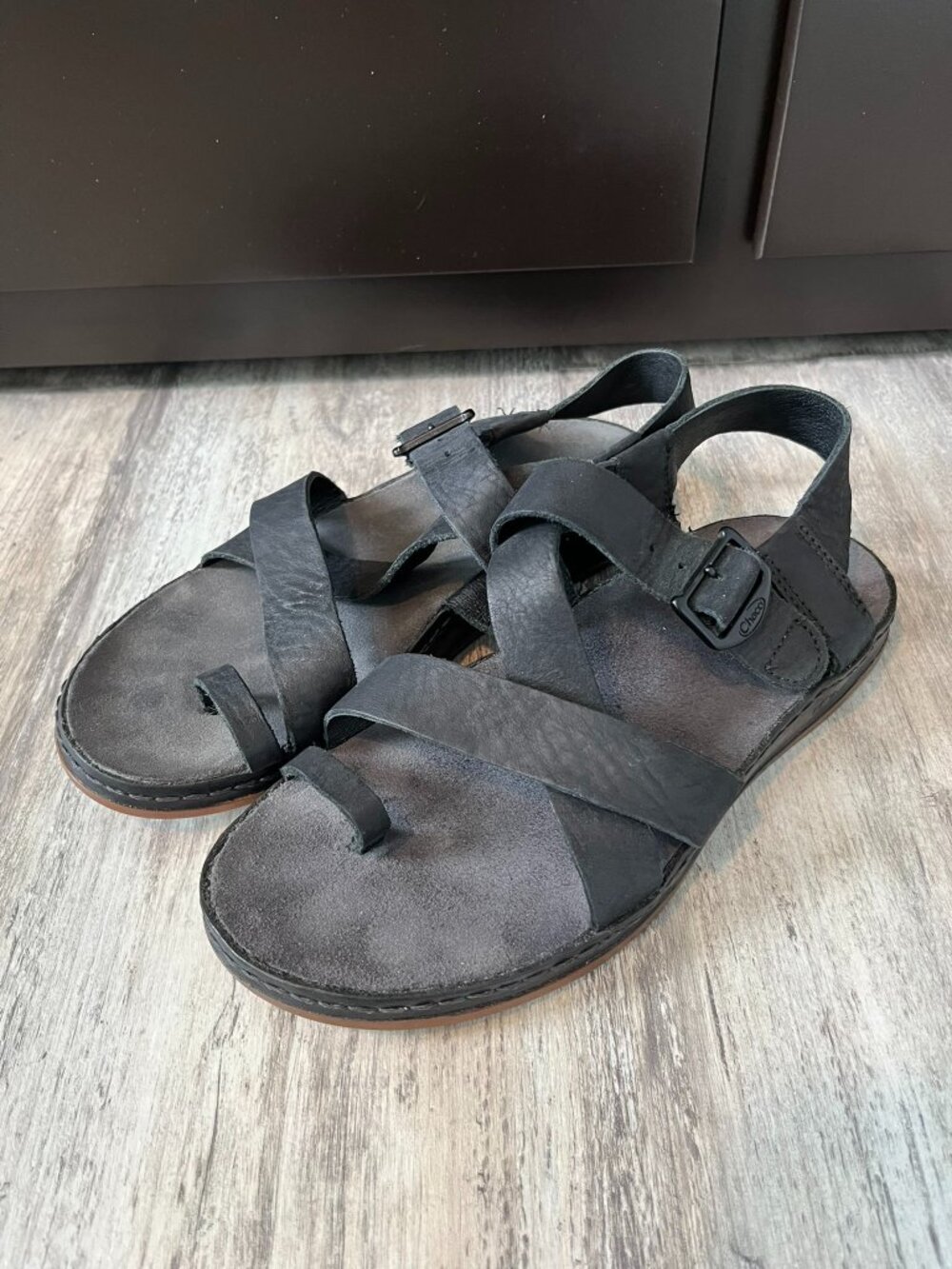 Chaco Wayfarer Loop Sandals, Black Full Grain Leather, US Women's 6